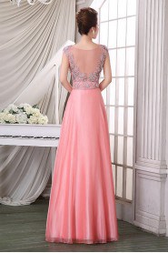 A-line Scoop Tulle Prom / Evening Dress