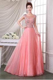 A-line Scoop Tulle Prom / Evening Dress