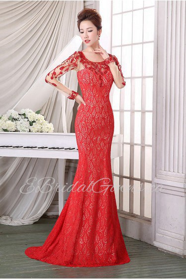 Trumpet / Mermaid Scoop Lace Prom / Evening Dress