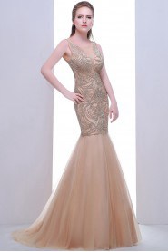 Trumpet / Mermaid Scoop Tulle,Satin Prom / Evening Dress