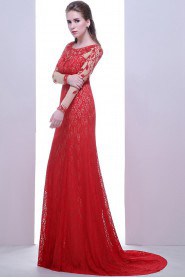 Sheath / Column Scoop Tulle,Satin Prom / Evening Dress