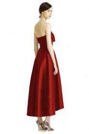 A-line Strapless Satin Tea-length Prom / Evening Dress