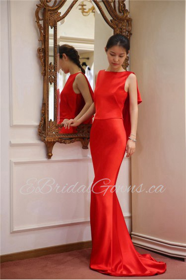 Trumpet / Mermaid Bateau Satin Prom / Evening Dress