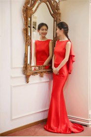 Trumpet / Mermaid Bateau Satin Prom / Evening Dress