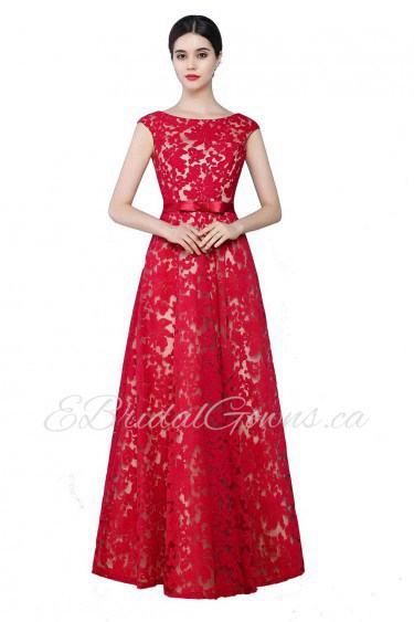 A-line Scoop Lace Prom / Evening Dress