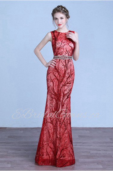 Sheath / Column Scoop Lace Prom / Evening Dress