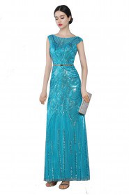 Sheath / Column Bateau Lace Ankle-length Prom / Evening Dress