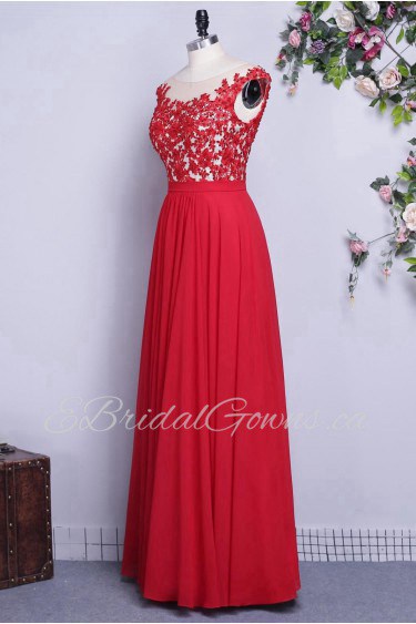 Sheath / Column Scoop Chiffon Floor-length Prom / Evening Dress