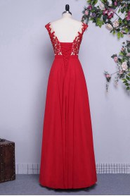 Sheath / Column Scoop Chiffon Floor-length Prom / Evening Dress