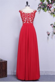 Sheath / Column Scoop Chiffon Floor-length Prom / Evening Dress