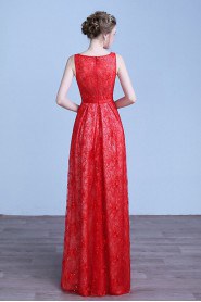Sheath / Column Bateau Lace Prom / Evening Dress