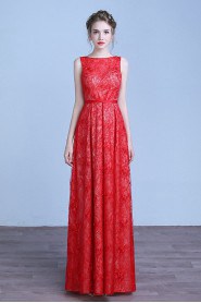 Sheath / Column Bateau Lace Prom / Evening Dress