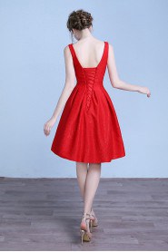 A-line Bateau Satin Short / Mini Prom / Evening Dress