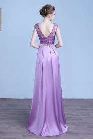 Sheath / Column Scoop Satin,Lace Floor-length Prom / Evening Dress
