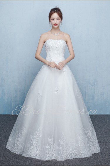 A-line Strapless Organza Wedding Dress