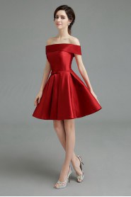 A-line Off-the-shoulder Satin Short / Mini Prom / Evening Dress