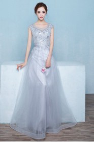 Sheath / Column Scoop Tulle Prom / Evening Dress