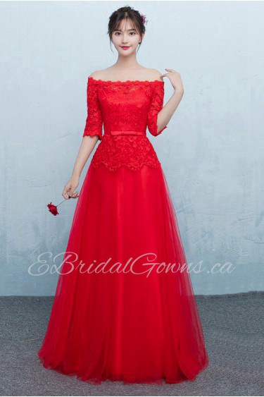 A-line Off-the-shoulder Prom / Evening Dress