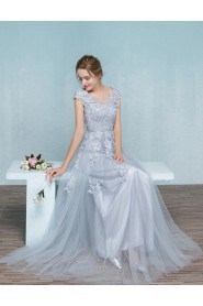 A-line Scoop Tulle Prom / Evening Dress