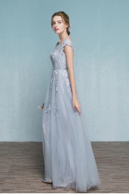 A-line Scoop Tulle Prom / Evening Dress