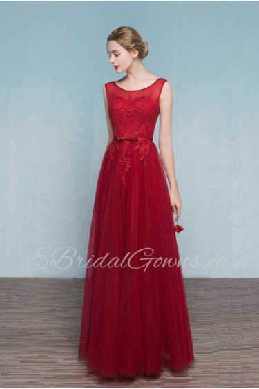 A-line Scoop Tulle Prom / Evening Dress