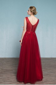 A-line Scoop Tulle Prom / Evening Dress