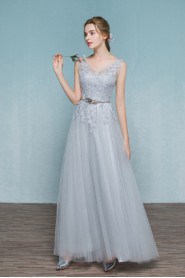 A-line V-neck Ankle-length Prom / Evening Dress