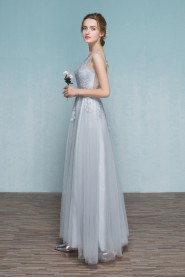 A-line V-neck Ankle-length Prom / Evening Dress