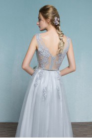 A-line V-neck Ankle-length Prom / Evening Dress