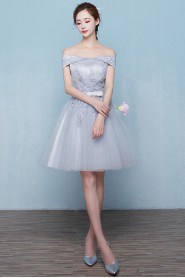 A-line Off-the-shoulder Tulle Short / Mini Prom / Evening Dress