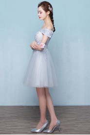 A-line Off-the-shoulder Tulle Short / Mini Prom / Evening Dress