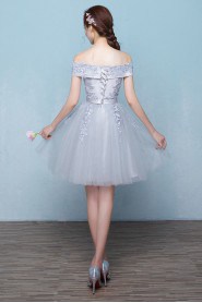 A-line Off-the-shoulder Tulle Short / Mini Prom / Evening Dress