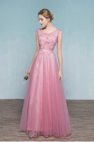 Ball Gown Scoop Tulle Floor-length Prom / Evening Dress
