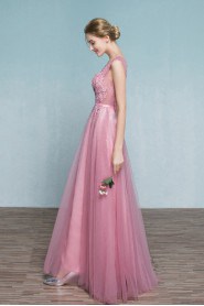 Ball Gown Scoop Tulle Floor-length Prom / Evening Dress