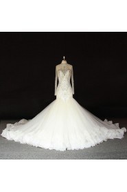 Trumpet / Mermaid High Neck Organza Wedding Dress