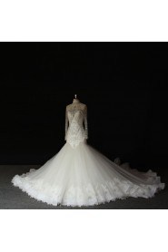 Trumpet / Mermaid High Neck Organza Wedding Dress