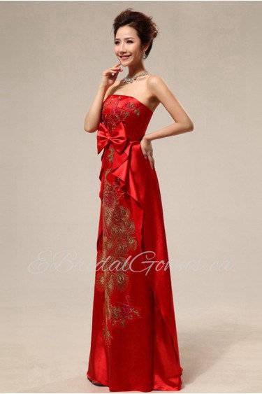 Sheath / Column Strapless Satin Prom / Evening Dress