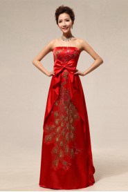 Sheath / Column Strapless Satin Prom / Evening Dress