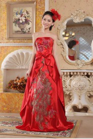 Sheath / Column Strapless Satin Prom / Evening Dress