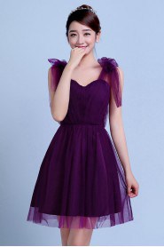 A-line Tulle Short / Mini Prom / Evening Dress