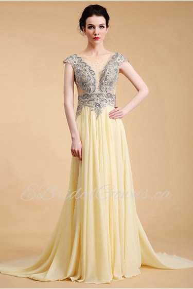 Sheath / Column Scoop Chiffon Prom / Evening Dress