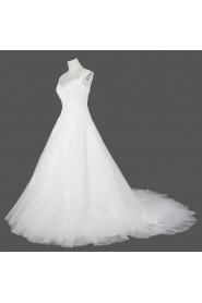 A-line Strapless Lace Wedding Dress