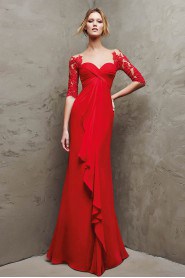 Sheath / Column Off-the-shoulder Lace,Organza Prom / Evening Dress