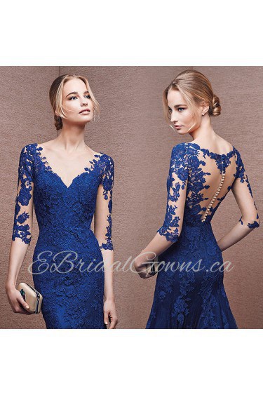 Trumpet / Mermaid V-neck Chiffon,Lace Prom / Evening Dress