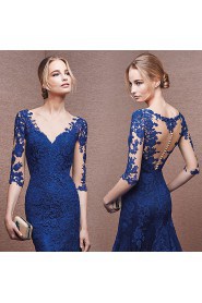 Trumpet / Mermaid V-neck Chiffon,Lace Prom / Evening Dress