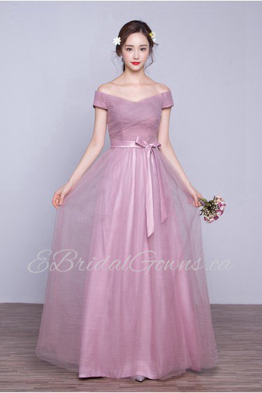 Sheath / Column Off-the-shoulder Tulle Floor-length Prom / Evening Dress