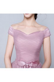 Sheath / Column Off-the-shoulder Tulle Floor-length Prom / Evening Dress