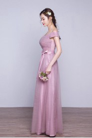 Sheath / Column Off-the-shoulder Tulle Floor-length Prom / Evening Dress