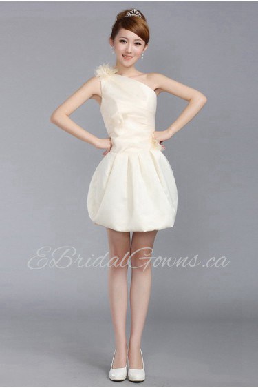 Sheath / Column One Shoulder Satin Short / Mini Prom / Evening Dress