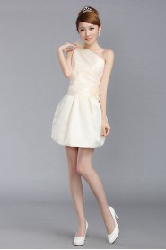 Sheath / Column One Shoulder Satin Short / Mini Prom / Evening Dress